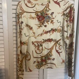 Etcetera Floral Knit Long Sleeve Top Large